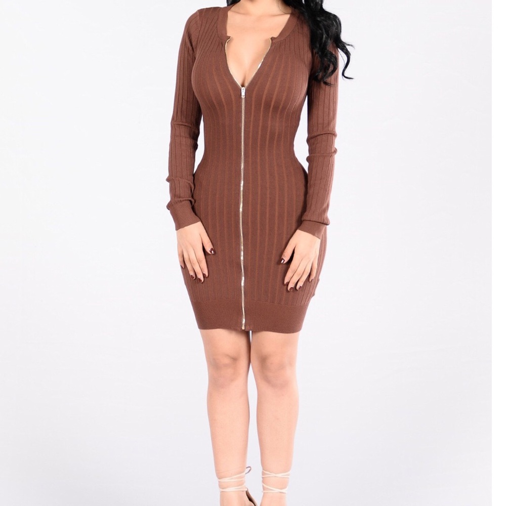 Cute Brown mid long dress fashion nova